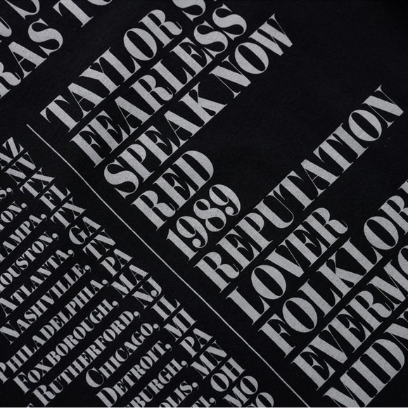 Taylor Swift Eras Tour US Dates Black Graphic T-Shirt Concert Tee - Picture 3 of 3